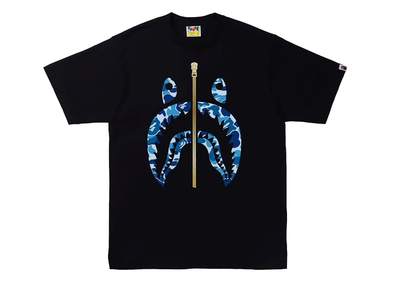 BAPE ABC Camo Gold Zip Shark Tee Black/Blue