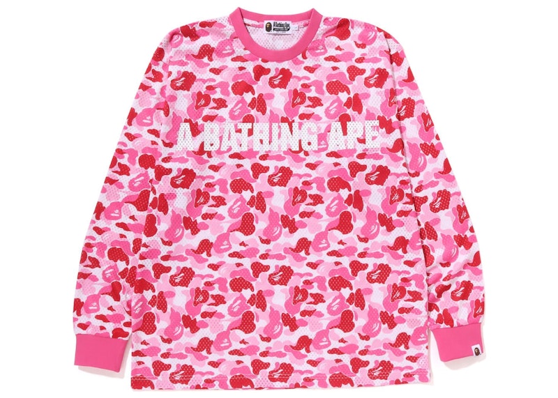 BAPE ABC Camo Mesh Relaxed Fit L/S Tee Pink