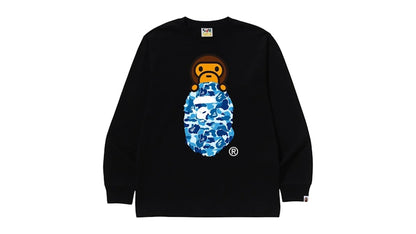 BAPE ABC Camo Milo On Ape Head L/S Tee Black/Blue