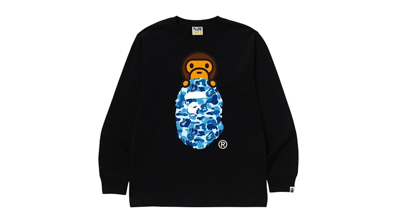 BAPE ABC Camo Milo On Ape Head L/S Tee Black/Blue
