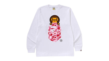 BAPE ABC Camo Milo On Ape Head L/S Tee White/Blue