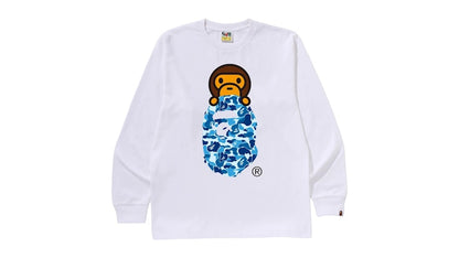 BAPE ABC Camo Milo On Ape Head L/S Tee White/Blue