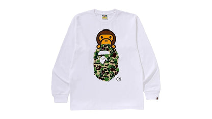 BAPE ABC Camo Milo On Ape Head L/S Tee White/Green