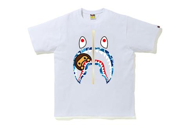 BAPE ABC Camo Milo Shark Tee White/Blue