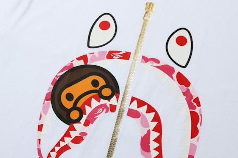 BAPE ABC Camo Milo Shark Tee White/Pink