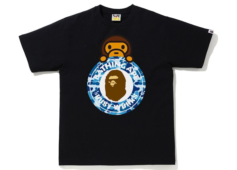 BAPE ABC Camo Milo on Busy Works Tee Black/Blue