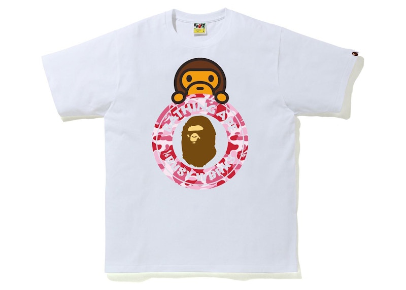 BAPE ABC Camo Milo on Busy Works Tee White/Pink