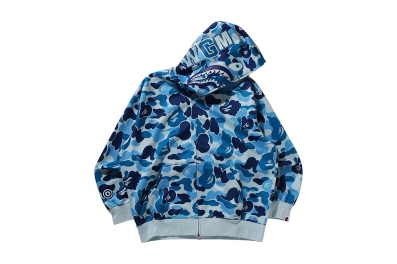 BAPE ABC Camo Rayon Relaxed Fit Shark Full Zip Hoodie Blue