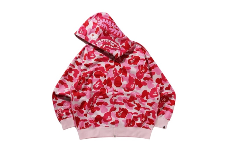 BAPE ABC Camo Rayon Relaxed Fit Shark Full Zip Hoodie Pink
