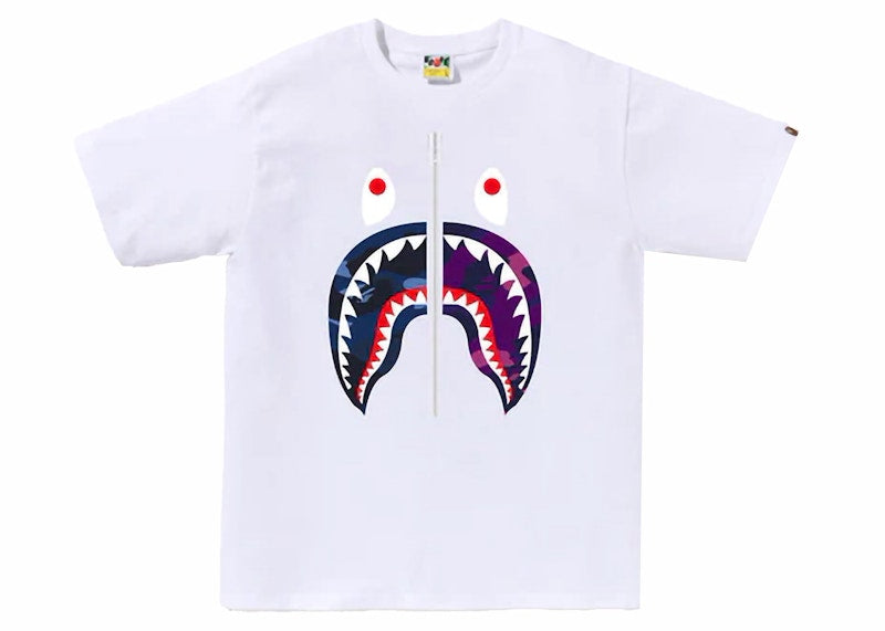 BAPE ABC Camo Rebuild Shark Tee White/Blue
