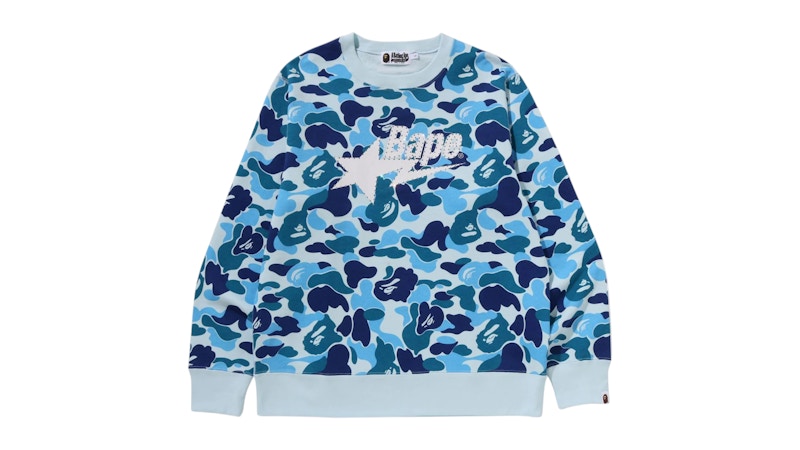 BAPE ABC Camo Rhinestone Sta Crewneck Sweatshirt Blue