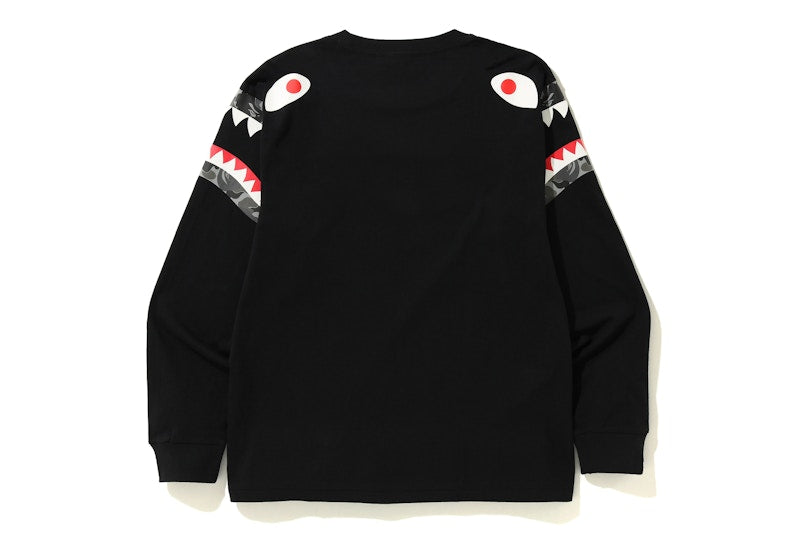 BAPE ABC Camo Shark Shoulder L/S Tee Black/Black