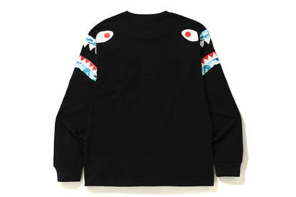 BAPE ABC Camo Shark Shoulder L/S Tee Black/Blue