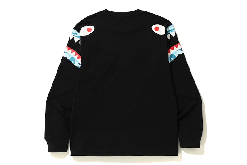 BAPE ABC Camo Shark Shoulder L/S Tee Black/Blue