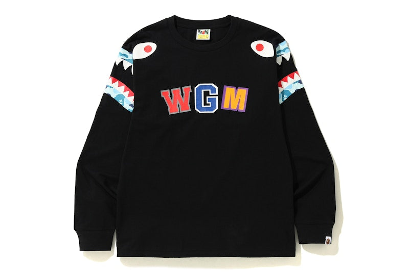 BAPE ABC Camo Shark Shoulder L/S Tee Black/Blue