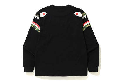 BAPE ABC Camo Shark Shoulder L/S Tee Black/Green
