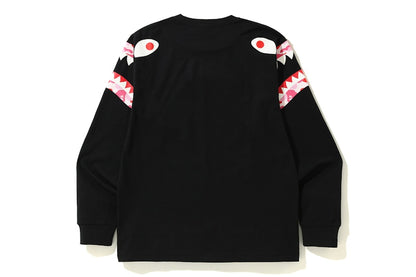 BAPE ABC Camo Shark Shoulder L/S Tee Black/Pink