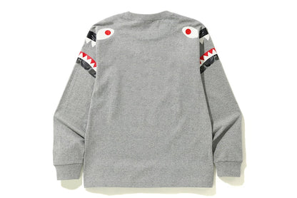 BAPE ABC Camo Shark Shoulder L/S Tee Grey/Black