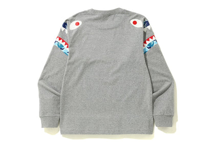 BAPE ABC Camo Shark Shoulder L/S Tee Grey/Blue