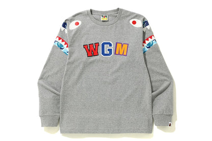 BAPE ABC Camo Shark Shoulder L/S Tee Grey/Blue