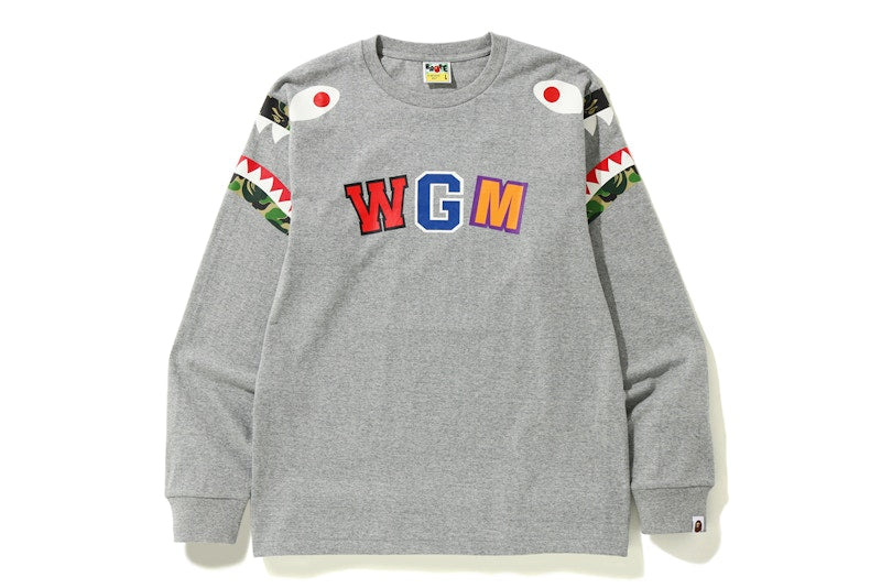 BAPE ABC Camo Shark Shoulder L/S Tee Grey/Green