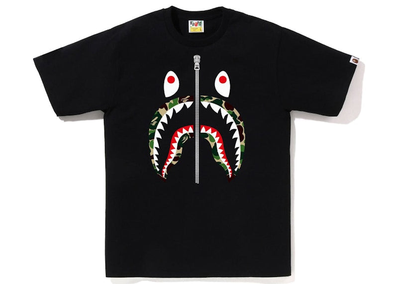 BAPE ABC Camo Shark Silver Zip Tee Black/Green