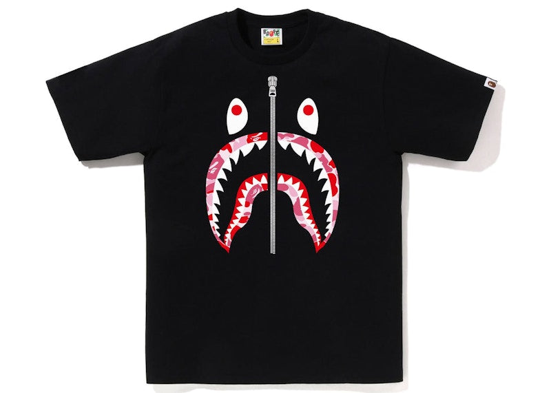 BAPE ABC Camo Shark Silver Zip Tee Black/Pink