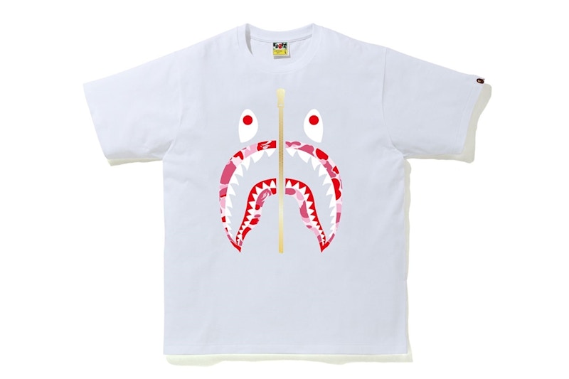 BAPE ABC Camo Shark Tee White/Pink/Gold
