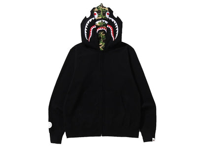 BAPE ABC Camo Shark Wide Fit Full Zip Double Hoodie Black