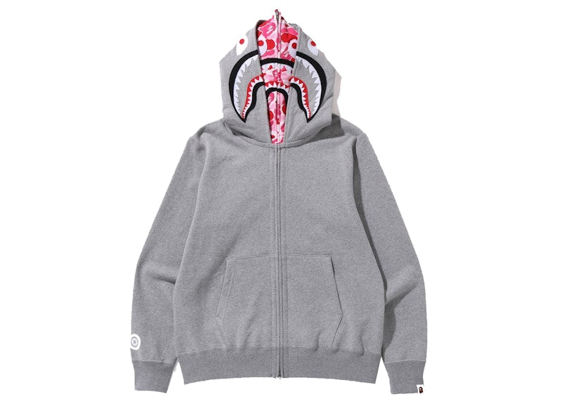 BAPE ABC Camo Shark Wide Fit Full Zip Double Hoodie Gray
