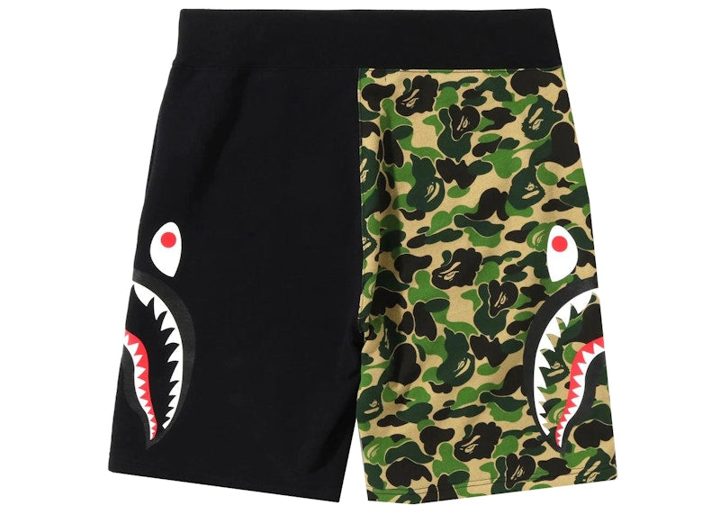 BAPE ABC Camo Side Shark Sweat Shorts Green