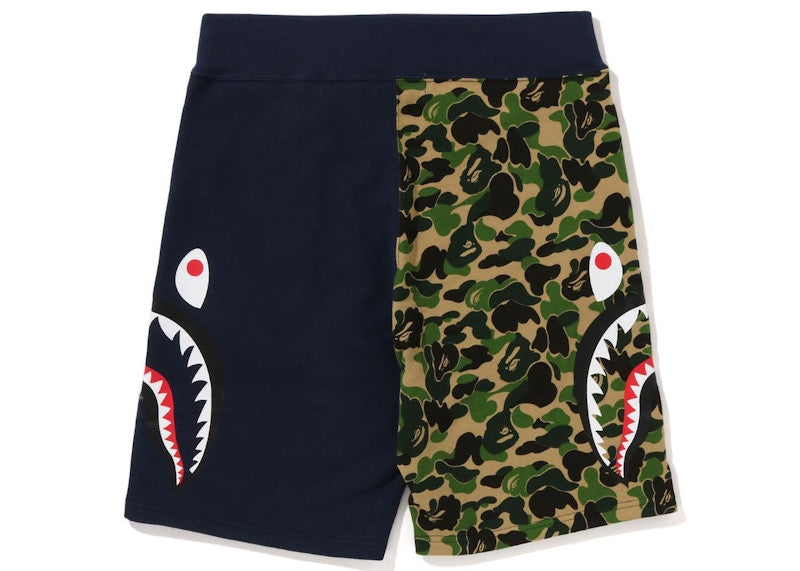 BAPE ABC Camo Side Shark Sweat Shorts Green/Navy