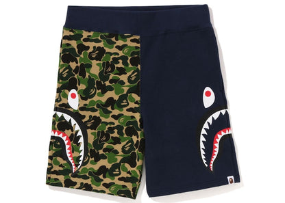 BAPE ABC Camo Side Shark Sweat Shorts Green/Navy
