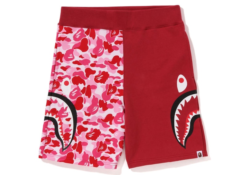 BAPE ABC Camo Side Shark Sweat Shorts Pink/Red