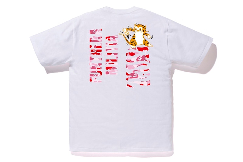 BAPE ABC Camo Tiger Tee White/Pink