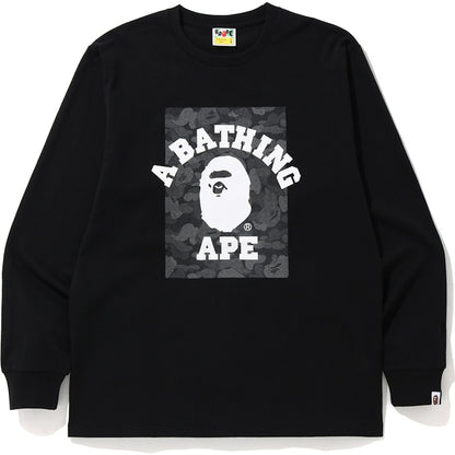 BAPE ABC Dot Reflective Camo on College Long Sleeve Tee Black