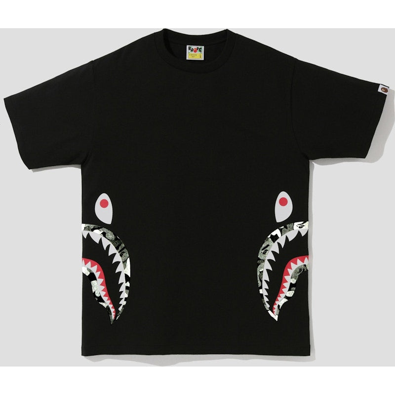 BAPE ABC Dot Reflective Side Shark Tee Black