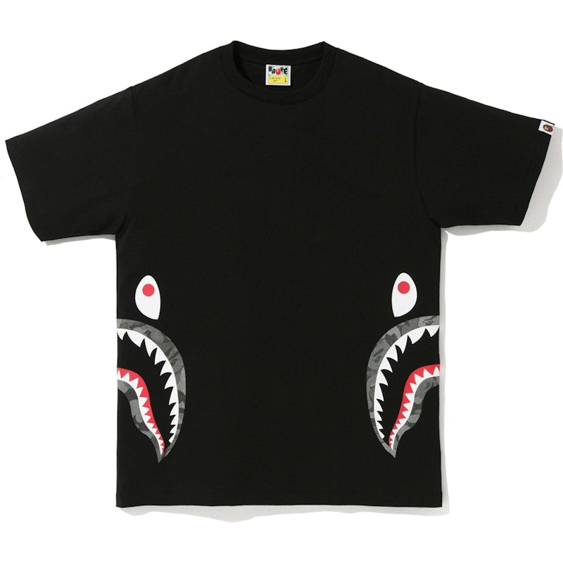 BAPE ABC Dot Reflective Side Shark Tee Black