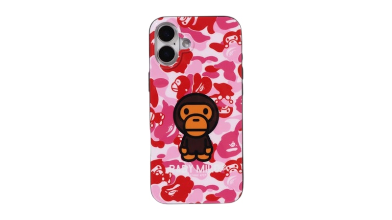 BAPE ABC Milo Camo iPhone 16 Plus Case Pink