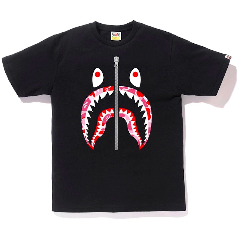 BAPE ABC Shark Silver Zip Tee Black/Pink