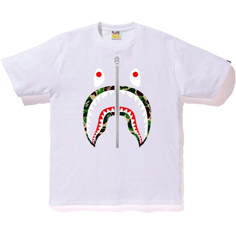 BAPE ABC Shark Silver Zip Tee White/Green
