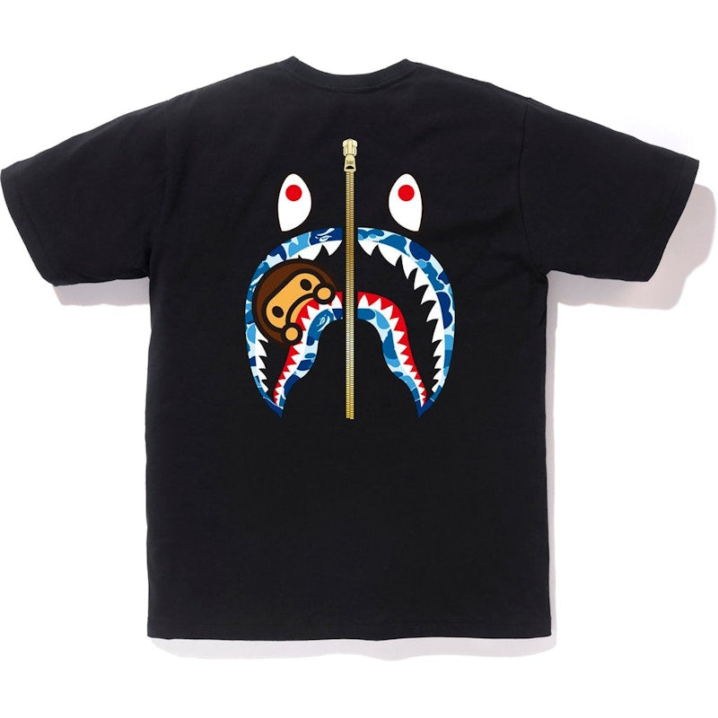 BAPE ABC WGM Milo Gold Zip Shark Tee Black/Blue