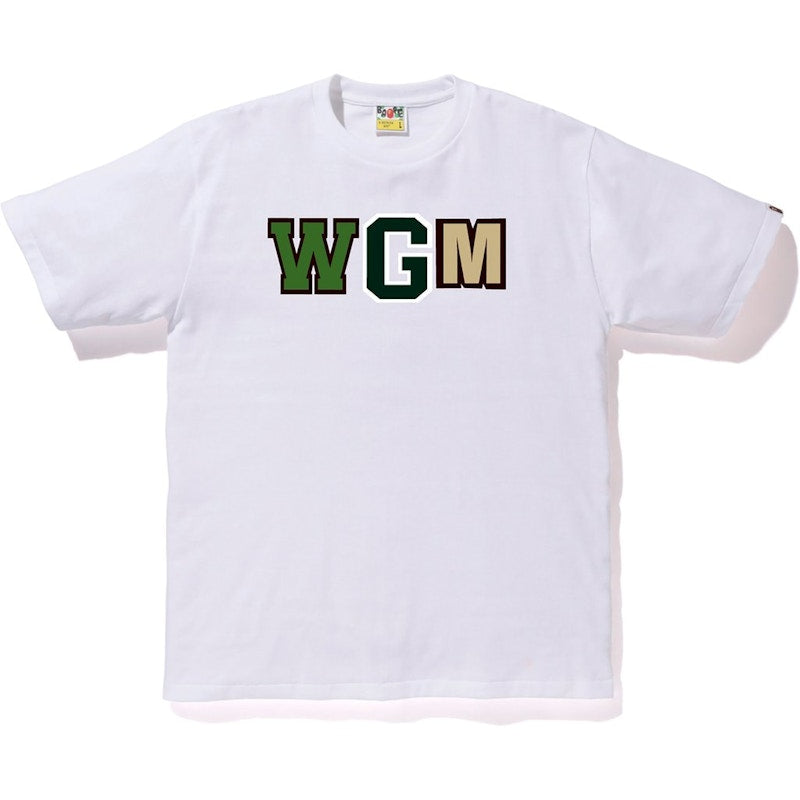 BAPE ABC WGM Milo Gold Zip Shark Tee White/Green