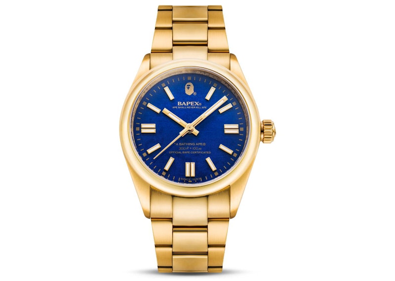 BAPE ABathing Ape Type 7 Bapex Watch Gold Blue