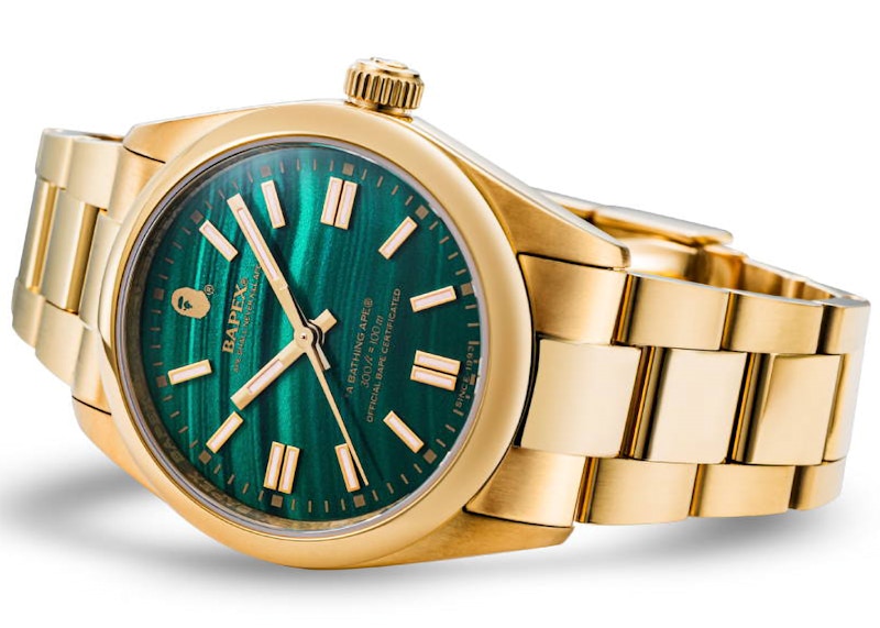 BAPE ABathing Ape Type 7 Bapex Watch Gold Green