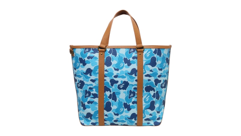 BAPE Abc Camo Pu Ostrich Tote Bag Blue