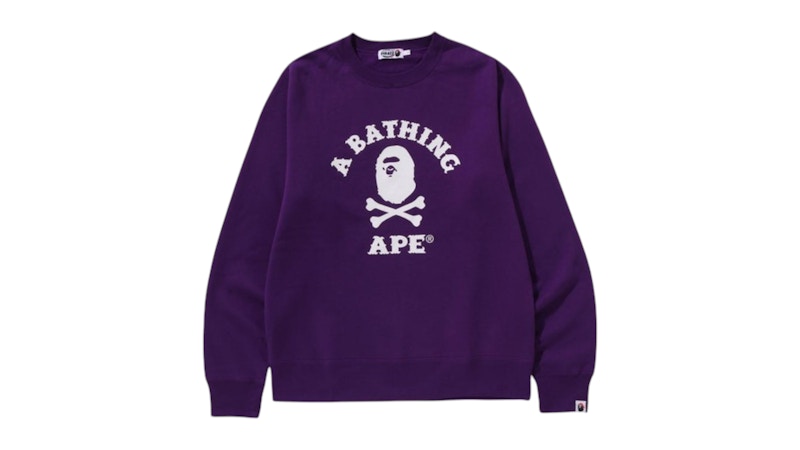 BAPE Ape Crossbone College Crewneck Sweatshirt Purple