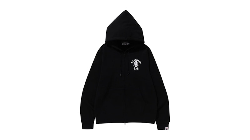 BAPE Ape Crossbone College Zip Hoodie Black