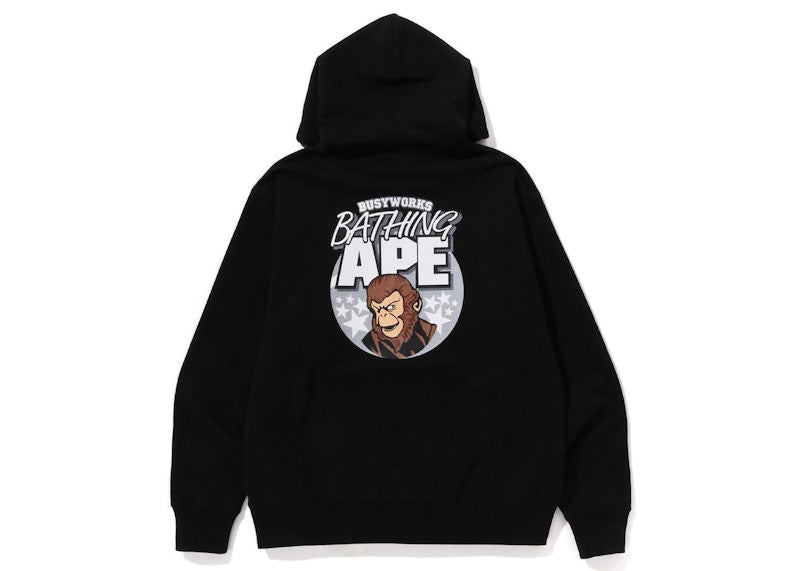 BAPE Ape Graphic Relaxed Fit Pullover Hoodie Black