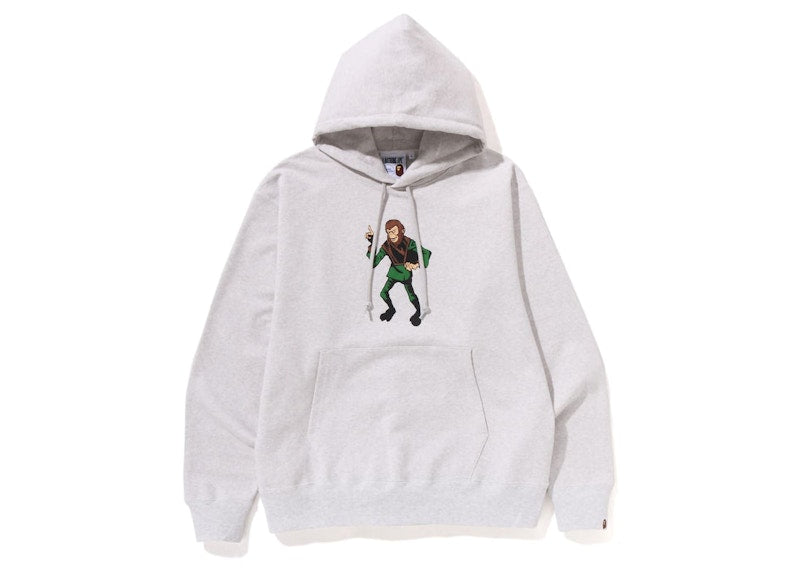 BAPE Ape Graphic Relaxed Fit Pullover Hoodie Grey